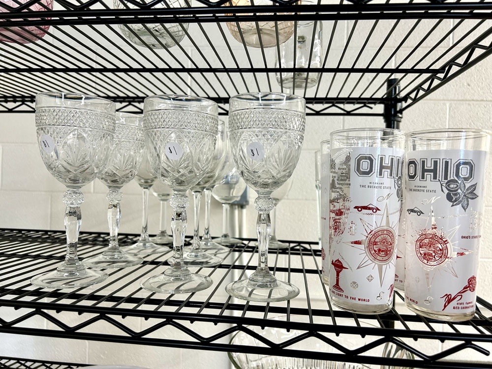 Glassware and home goods at Hannah's Harbor
