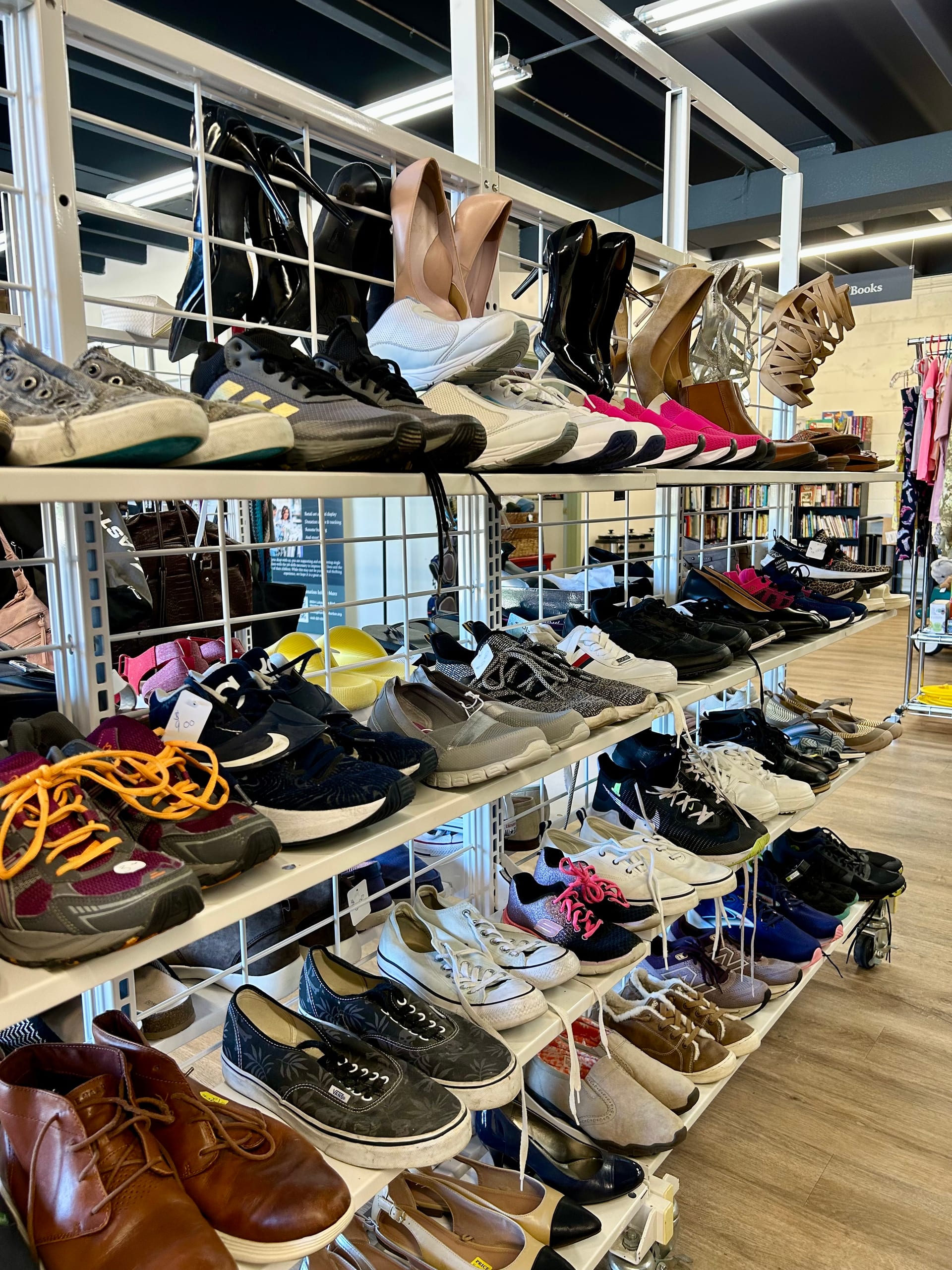 Shoes at Hannah's Harbor thrift store